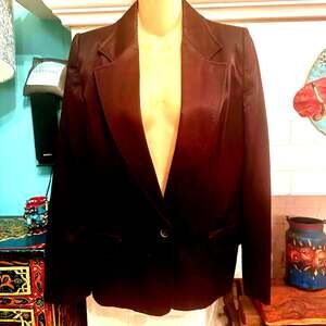 VINTAGE ANN DEMEULEMEESTER $1,850 ANTWERP SIX ESPRESSO SATIN BLAZER JACKET